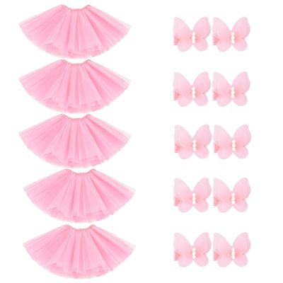 BGFKS Tutu Skirt for Girls,5 Pack Tutu Skirt Set with Hairclips for 2-8 Years.