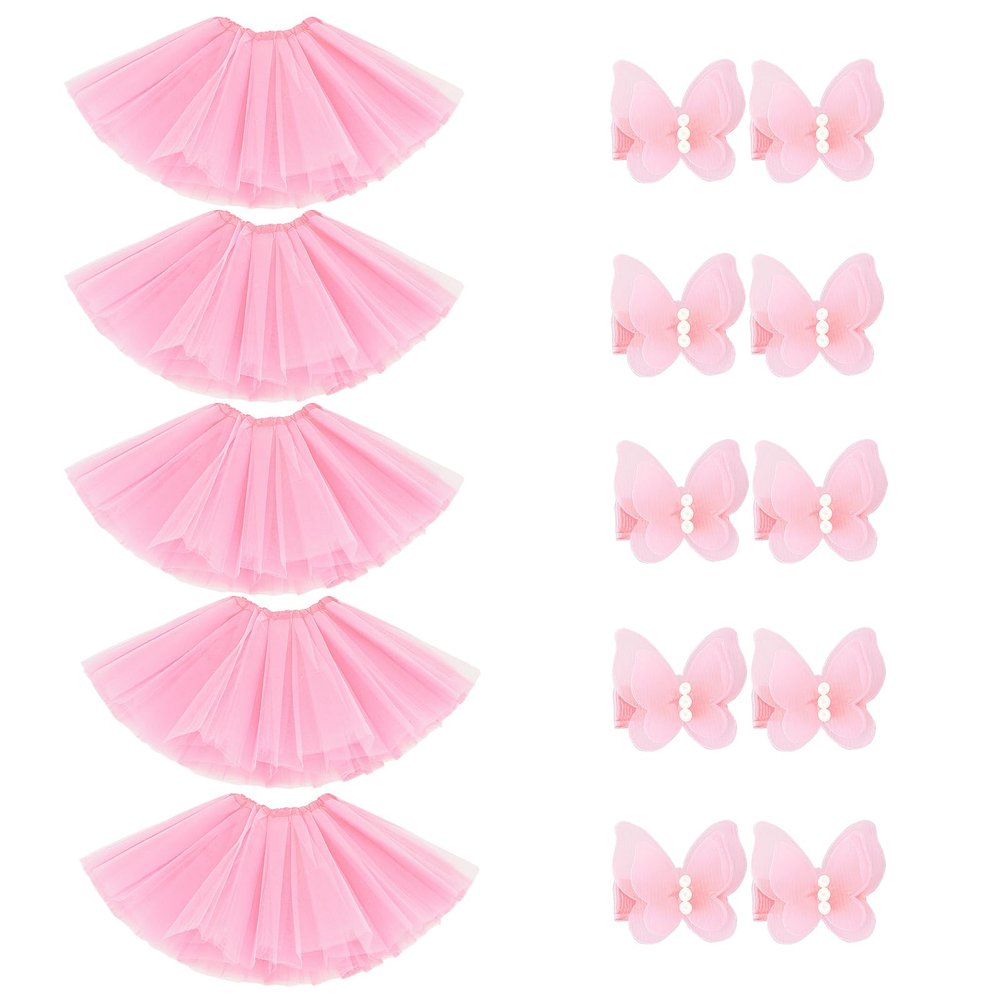 BGFKS Tutu Skirt for Girls,5 Pack Tutu Skirt Set with Hairclips for 2-8 Years.