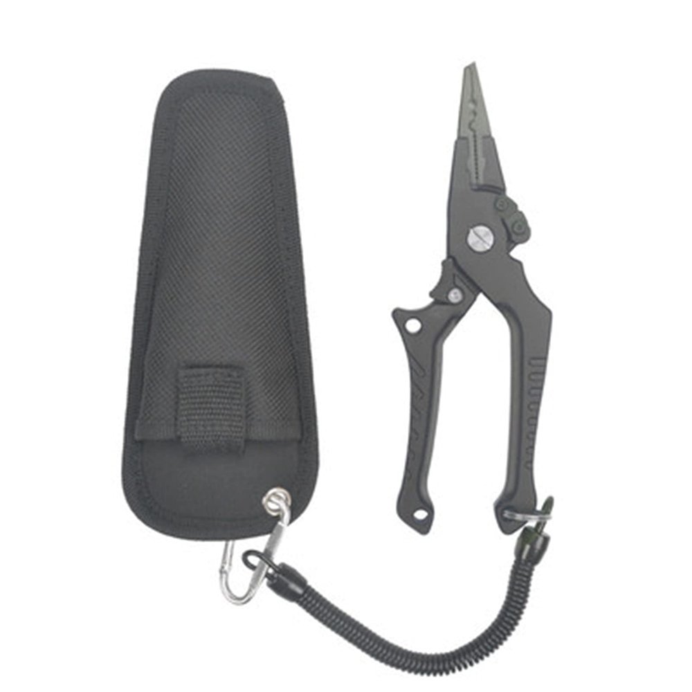 Fishing Pliers Fishing Tongs Multifunctional Fishing Pliers Lua Pliers Hook Wire Cutter Fishing Equipment Split Ring Pliers Hook Remover Pliers Open Freely (Color : Black)