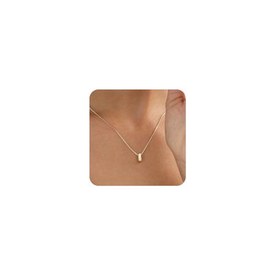 MARYLAX Bubble Gold Letter Necklace, 14k Gold Plated Balloon Initial Necklace for Women, Dainty Gold Necklace Personalized Bubble Pendant Name Necklace, Fashion Accessories Trendy Jewelry