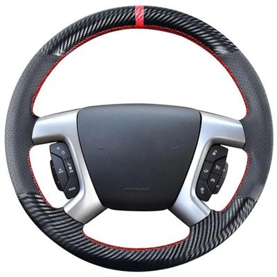 ChrySm Carbon Black Leather Car Steering Wheel Cover, for Chevrolet Tahoe Suburban Avalanche Captiva Silverado Express Traverse