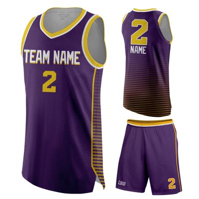 DIYUME Custom Boy's V-Neck Basketball Jersey Sponsor Logo Game Uniform Apparel for Student (Purple-Y)