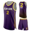 DIYUME Custom Boy's V-Neck Basketball Jersey Sponsor Logo Game Uniform Apparel for Student (Purple-Y) view 1