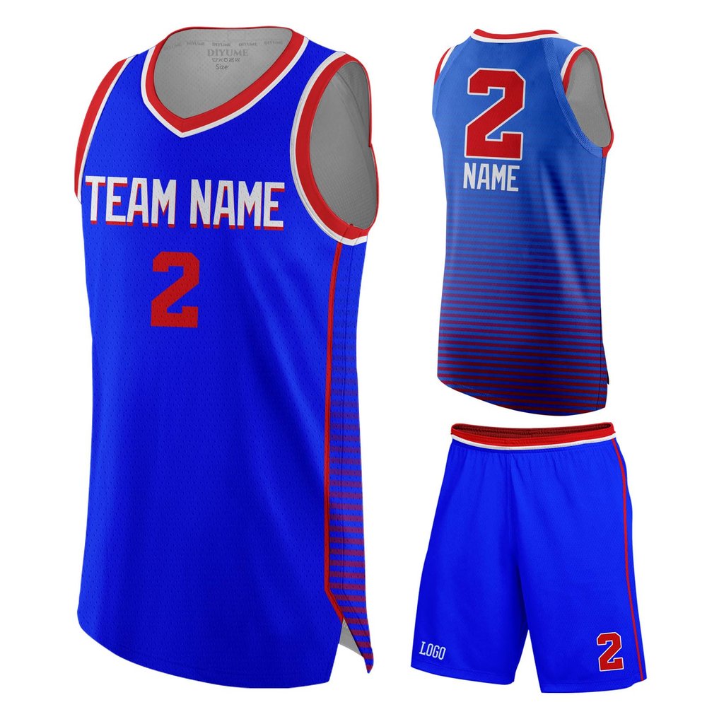 DIYUME Men's Build Your Own Unique Basketball Uniforms Team Jersey Athletic Shorts (Blue-R)