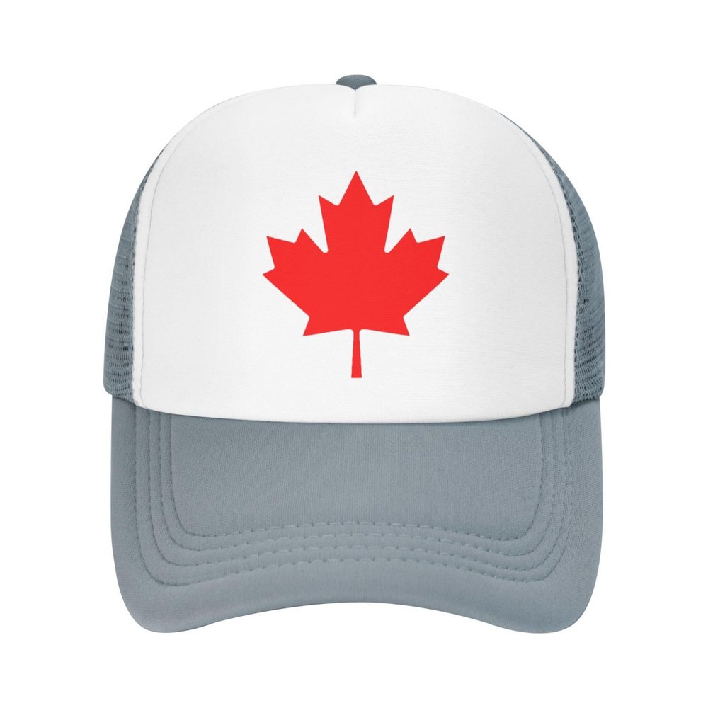 Canadian Maple Leaf Trucker Hat Adjustable Baseball Cap for Unisex Snaps Hats Gray