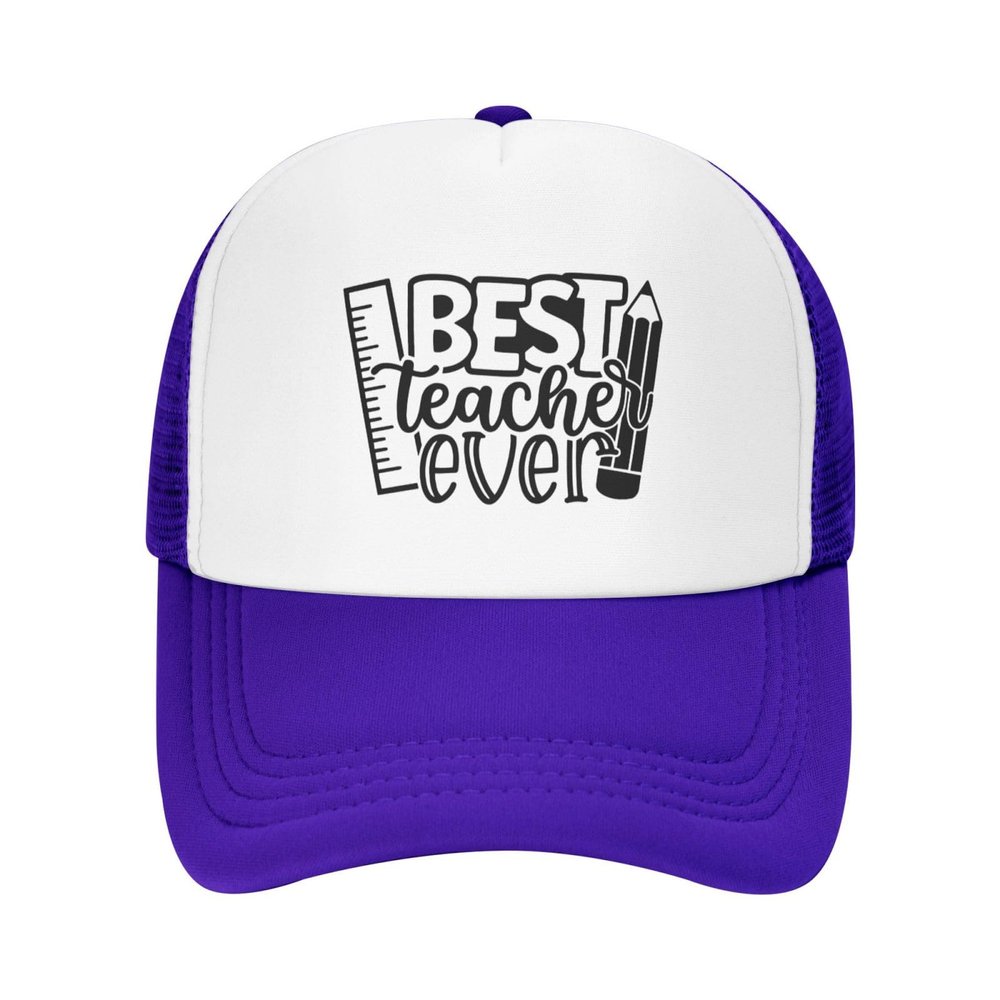 Best Teacher Ever Trucker Hat Adjustable Baseball Cap for Unisex Snaps Hats Purple