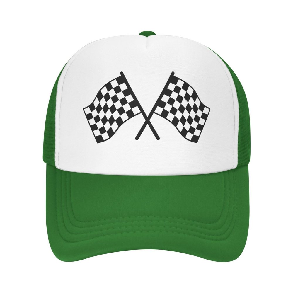 Black and White Checkered Flag Race Car Trucker Hat Adjustable Baseball Cap for Unisex Snaps Hats