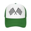 Black and White Checkered Flag Race Car Trucker Hat Adjustable Baseball Cap for Unisex Snaps Hats view 1