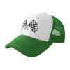 Black and White Checkered Flag Race Car Trucker Hat Adjustable Baseball Cap for Unisex Snaps Hats view 2
