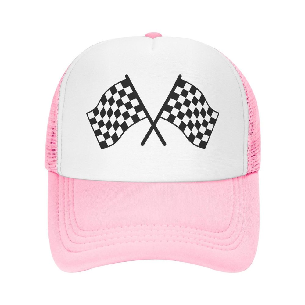 Black and White Checkered Flag Race Car Trucker Hat Adjustable Baseball Cap for Unisex Snaps Hats