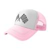 Black and White Checkered Flag Race Car Trucker Hat Adjustable Baseball Cap for Unisex Snaps Hats view 2