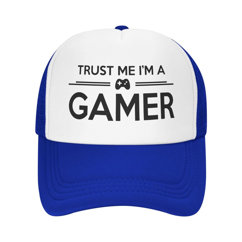 Trust Me I'm A Gamer Trucker Hat Adjustable Baseball Cap for Unisex Snaps Hats Blue