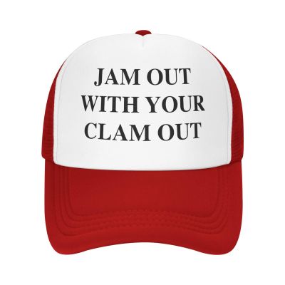 JAM Out with Your Clam Out Trucker Hat Adjustable Baseball Cap for Unisex Snaps Hats Red
