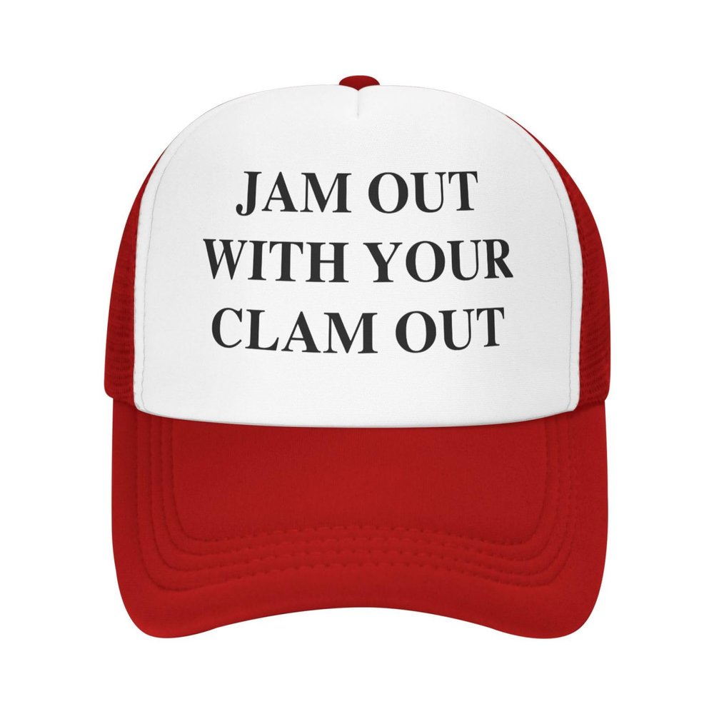 JAM Out with Your Clam Out Trucker Hat Adjustable Baseball Cap for Unisex Snaps Hats Red