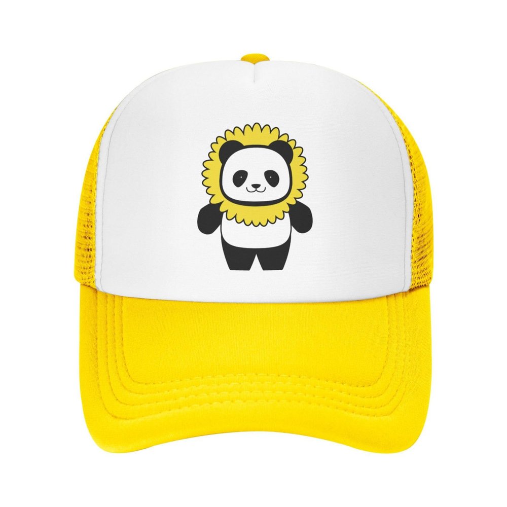 Cute Panda Sunflowers Trucker Hat Adjustable Baseball Cap for Unisex Snaps Hats Yellow