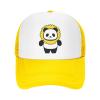 Cute Panda Sunflowers Trucker Hat Adjustable Baseball Cap for Unisex Snaps Hats Yellow view 1