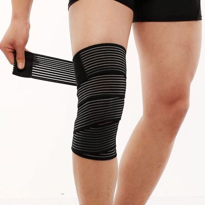 LUNCHS Elastic Compression Bandage Adjustable Leg Sleeve Knee Wraps Brace Support Bands for Stabilising Ligament, Joint Pain, Sport (Color : Black)