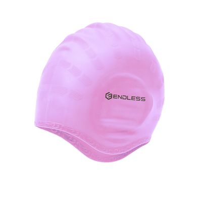 Endless EL1023 Comfortable Silicon Swimming Cap with Ergonomic Ear Pockets | Pink | Material: Silicon | Fully Elastic Waterproof Cap for Long and Short Hair with Thicker Edge | for Women & Men