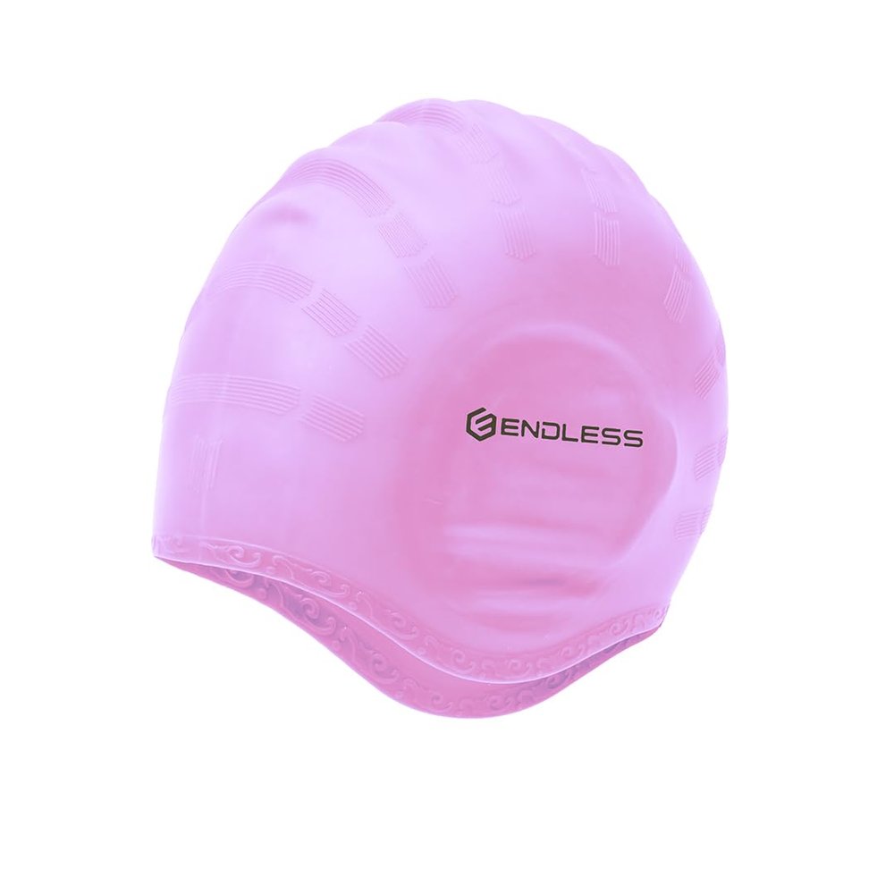 Endless EL1023 Comfortable Silicon Swimming Cap with Ergonomic Ear Pockets | Pink | Material: Silicon | Fully Elastic Waterproof Cap for Long and Short Hair with Thicker Edge | for Women & Men