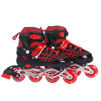 Endless EL1025 Inline Adjustable Skate | Color: Red | Size: Medium (US1-US5) | for Kids 6 to 12 Years | Aluminium Chassis & 70mm PU Wheels | Front Wheels Flash- ABEC 7 Bearings