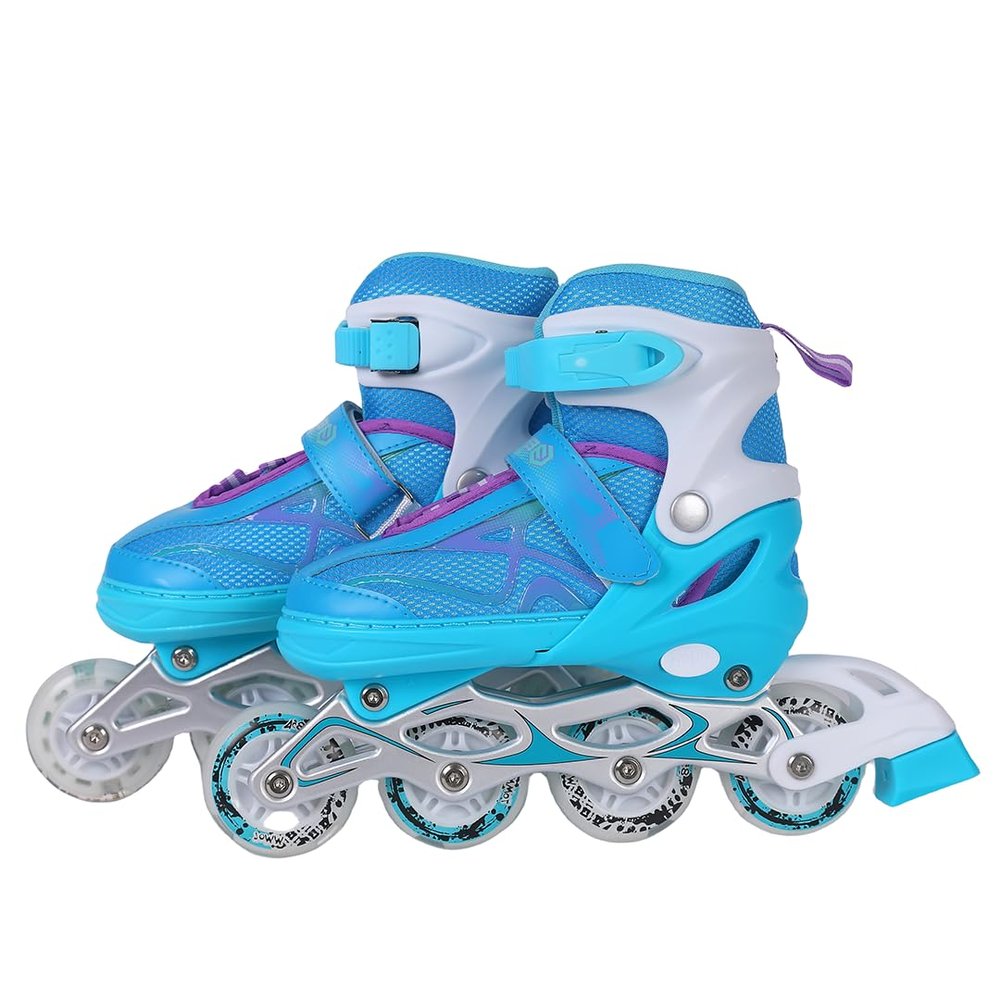 Endless EL1027 Inline Adjustable Skate | Color: Blue-White | Size: Large (US6-US11) | for Unisex 12 Years & Above | Aluminium Chassis & 70mm PU Wheels | All Wheels Flash- ABEC 7 Bearings