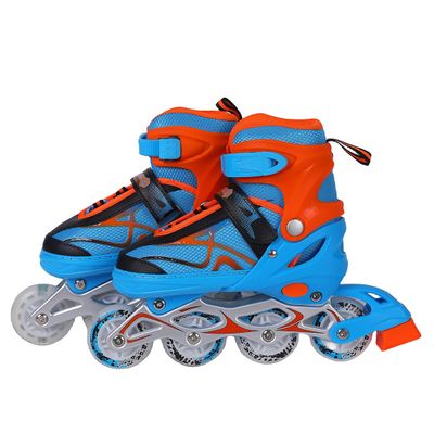 Endless EL1027 Inline Adjustable Skate | Color: Blue-Orange | Size: Medium (US1-US5) | for Kids 6 to 12 Years | Aluminium Chassis & 70mm PU Wheels | All Wheels Flash- ABEC 7 Bearings
