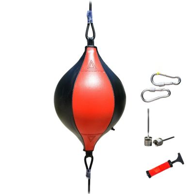BbTeK Hanging Elastic Rope Boxing Ball, Double Head Bag Classic Sphere (Speed Type - red and Black)