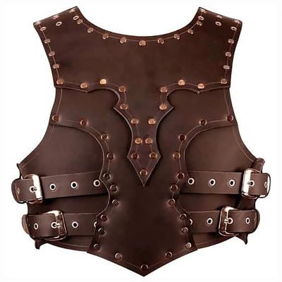 Medieval chest armor cosplay festival costume Suitable Jacket Armor Knight Armor Leather Dress for Party Halloween Costume (Dark Brown)