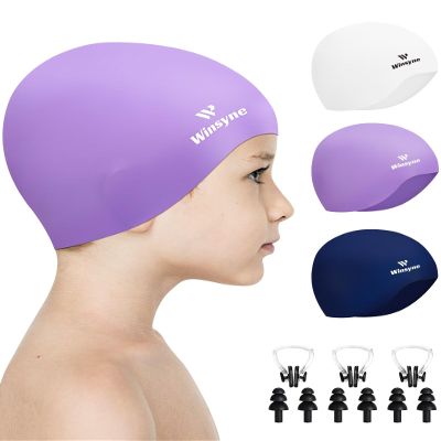 3 Pack Kids Swim Cap for Boys Girls, Unisex Silicone Swimming Caps for 3-15 Toddler Children Teen, Waterproof Bathing Caps for Short/Long Hair to Keep Hair Dry-4