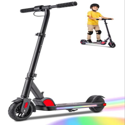 Caroma Electric Scooter for Kids Ages 8-12, 150W Motor,10 MPH Max Speed & 7 Miles,Adjustable Height & Speed,Colorful Lights,LED Display,Foldable Kids Electric Scooter 132 Lbs Max LoadBlack White