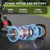 Caroma Electric Scooter for Kids Ages 8-12, 150W Motor,10 MPH Max Speed & 7 Miles,Adjustable Height & Speed,Colorful Lights,LED Display,Foldable Kids Electric Scooter 132 Lbs Max LoadBlack White view 3