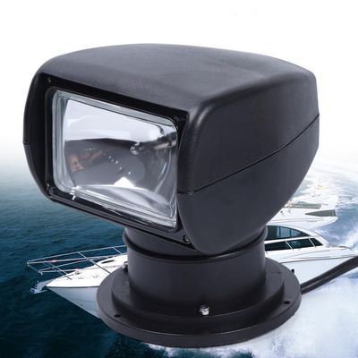 100W Marine Boat Spotlight Searchlight,360 Rotate Remote Control Marine Halogen Spotlight for Boat Truck Car,Waterproof SearchLights Bulb Flux 2500LM DC 12V (Black)