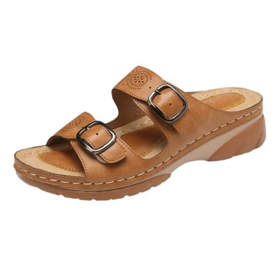 Sandals Women Comfortable Platform Orthopedic Sandals for Women Walking Slippers with Arch Support Anti-Slip Breathable Dressy Summer Vintage Slip On Orthotic Flip Flops