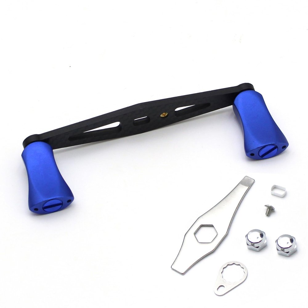 Mr. Z 102mm Power Fishing Reel Handle Grip Carbon Fiber Baitcasting Reel Rocker Crank Accessory. (Metal Blue, Left-Handed)