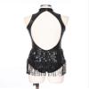 HULIJA Women Sexy Latin Jazz Dance Leotard Fringe Backless Rumba Salsa Tango Performance Costume C001Black X-Large view 4