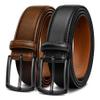 KEMISANT Men Belt 2Pack  Genuine Leather Belt for Men Dress Casual Golf Jeans 1 3/8" (Black/Deep Brown,38"-40" Waist Adjustable) view 1