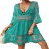 Bsubseach Women Lace Swimsuit Cover Up Bathing Suit Coverups V-Neck Swimwear Beach Vacation Dress Brilliant Green view 1