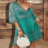 Bsubseach Women Lace Swimsuit Cover Up Bathing Suit Coverups V-Neck Swimwear Beach Vacation Dress Brilliant Green view 3