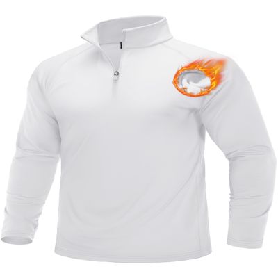 MAGCOMSEN Half Zip Pullover for Men Quarter Zip Sweatshirt Athletic Long Sleeve Shirt Golf Pullovers for Men Thermal Shirt White,XL