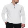MAGCOMSEN Half Zip Pullover for Men Quarter Zip Sweatshirt Athletic Long Sleeve Shirt Golf Pullovers for Men Thermal Shirt White,XL view 2