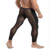 winying Men's Drawstrings Compression Pant Mesh See Through Yoga Running Leggings Base Layer Bottoms Long Johns Black Small view 3