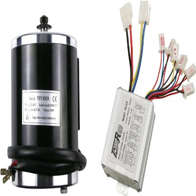 YC Yier 500W 24V DC Brush Electric Motor MY1020 with Speed Controller 2500RPM for DIY Scooter E Bike Go Kart Electric Bicycle Tricycle 4 Wheelers Razor Quad Dirt Bike ATV