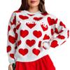 KMBANGI Women Heart Print Sweater Romantic Oversized Knitted Shirt Valentine Day Love Graphic Long Sleeve Pullover Top(Red,L) view 1