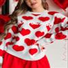 KMBANGI Women Heart Print Sweater Romantic Oversized Knitted Shirt Valentine Day Love Graphic Long Sleeve Pullover Top(Red,L) view 2