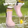Hehainom Toddler Kids Rain Boots for Girls Boys Pink Rain Shoes Size 13 view 2