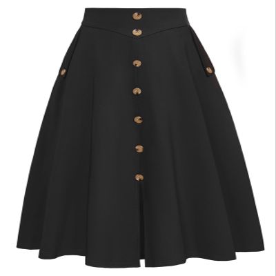 Black A Line Skirt Pleated Midi Skirt Vintage High Waisted Skirt Summer Skirts for Women 2024 Trendy M