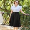Black A Line Skirt Pleated Midi Skirt Vintage High Waisted Skirt Summer Skirts for Women 2024 Trendy M view 4