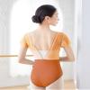 Daydance Ballerina Leotards for Women Dance, Flutter Sleeve Faux-2 Piece Ballet Clothes Orange view 3