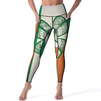 Women's Yoga Pants Clover Irish Flag Leggings for Women High Waist Yoga Pants with Pockets Workout Tights Athletic Pants