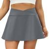 LouKeith Tennis Skirts for Women Pleated Crossover High Waisted Athletic Workout Golf Skorts Skirts with Shorts Pocket Gray S view 1